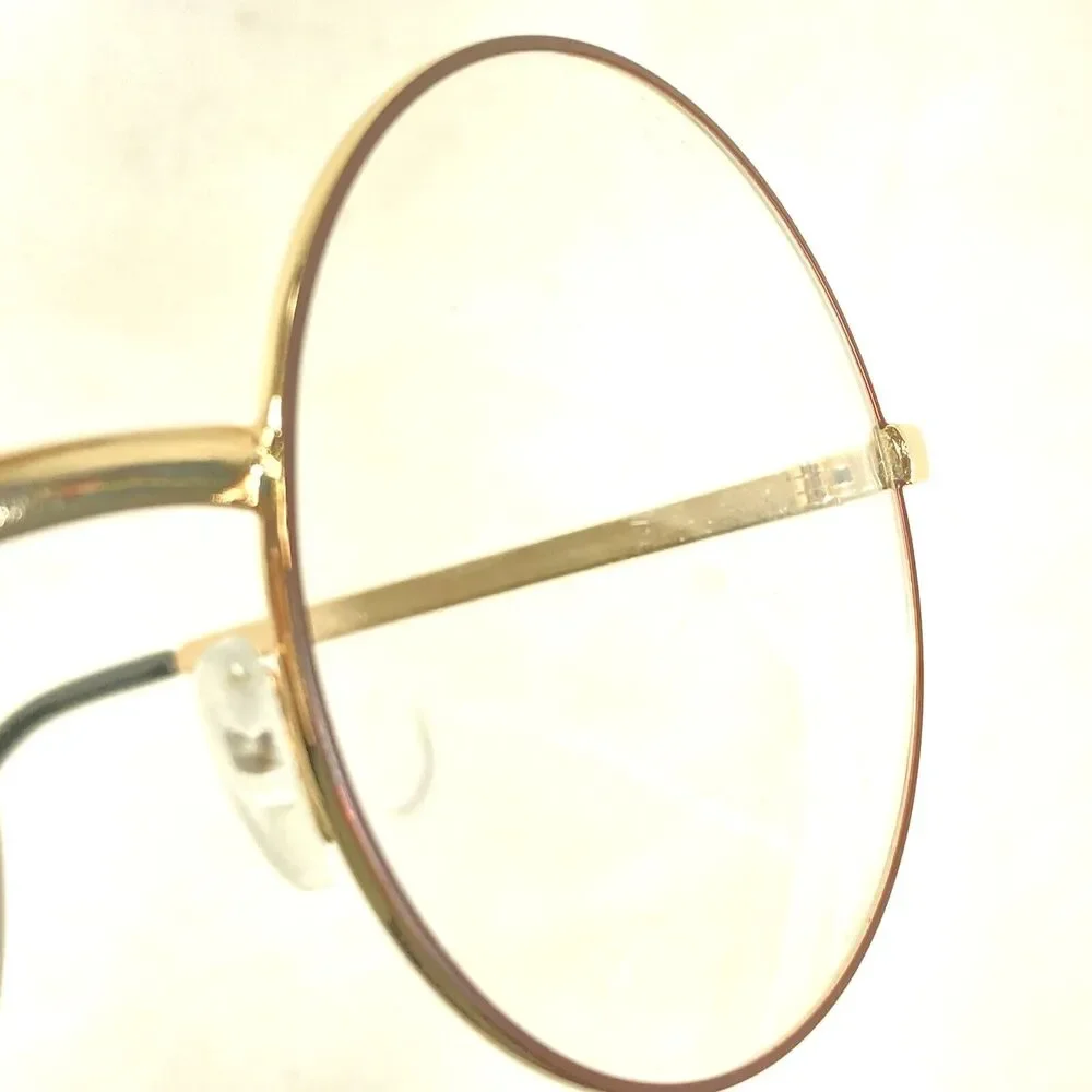 ZeroUV Eyeglasses Frames Gold Metal Round Large Hairy Potter 2.25